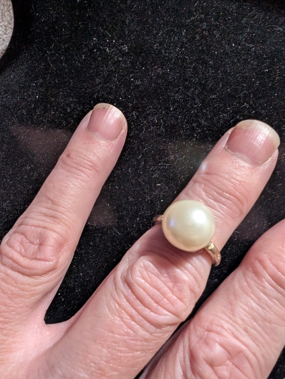 Gold Pearl Cocktail Ring - Cream Pearl Statement